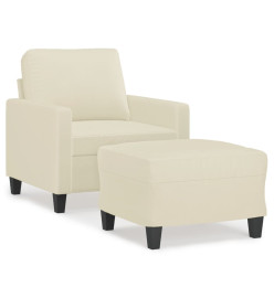 Fauteuil avec repose-pied Crème 60 cm Similicuir