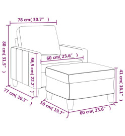 Fauteuil avec repose-pied Crème 60 cm Similicuir