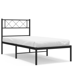 Cadre de lit métal avec tête de lit noir 75x190 cm