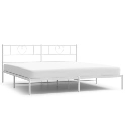 Cadre de lit métal avec tête de lit blanc 200x200 cm