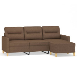 Canapé à 3 places avec repose-pieds Marron 180 cm Tissu