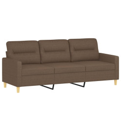 Canapé 3 places avec oreillers décoratifs marron 180 cm tissu