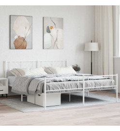 Cadre de lit métal avec tête de lit/pied de lit blanc 180x200cm