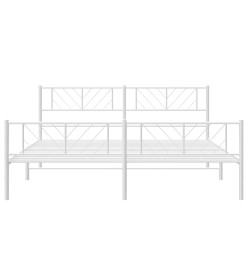 Cadre de lit métal avec tête de lit/pied de lit blanc 180x200cm