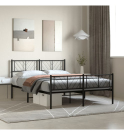 Cadre de lit métal avec tête de lit/pied de lit noir 135x190 cm