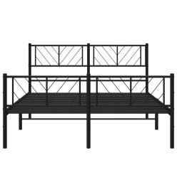 Cadre de lit métal avec tête de lit/pied de lit noir 135x190 cm