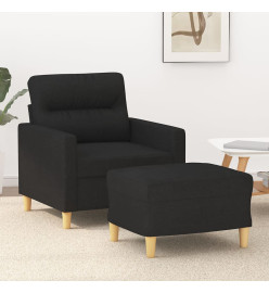 Fauteuil avec repose-pied Noir 60 cm Tissu