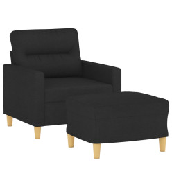 Fauteuil avec repose-pied Noir 60 cm Tissu