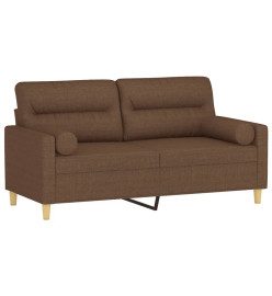 Canapé 2 places avec oreillers décoratifs marron 140 cm tissu