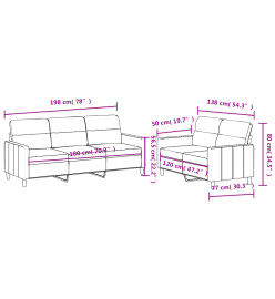 Ensemble de canapés 2 pcs avec coussins Crème Tissu