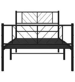 Cadre de lit métal avec tête de lit/pied de lit noir 90x190 cm