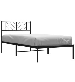 Cadre de lit métal avec tête de lit noir 107x203 cm