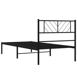 Cadre de lit métal avec tête de lit noir 107x203 cm