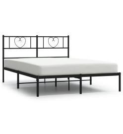Cadre de lit métal avec tête de lit noir 135x190 cm