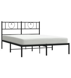 Cadre de lit métal avec tête de lit noir 135x190 cm