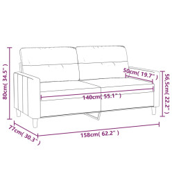 Canapé à 2 places Crème 140 cm Tissu