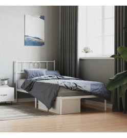Cadre de lit métal avec tête de lit blanc 90x190 cm