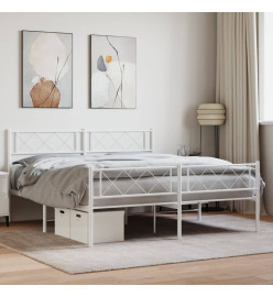 Cadre de lit métal avec tête de lit/pied de lit blanc 135x190cm