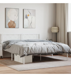Cadre de lit métal avec tête de lit blanc 160x200 cm