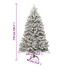 Sapin de Noël artificiel à charnières avec neige floquée 270 cm