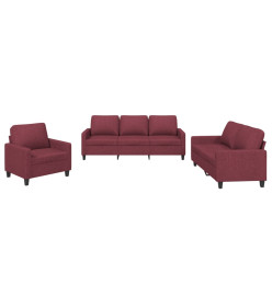 Ensemble de canapés 3 pcs avec coussins Rouge bordeaux Tissu