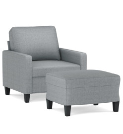 Fauteuil avec repose-pied Gris clair 60 cm Tissu