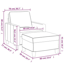 Fauteuil avec repose-pied Gris clair 60 cm Tissu