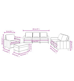 Ensemble de canapés 4 pcs avec coussins Jaune clair Tissu