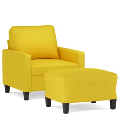 Fauteuil avec repose-pied Jaune clair 60 cm Tissu