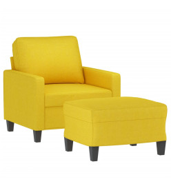 Fauteuil avec repose-pied Jaune clair 60 cm Tissu