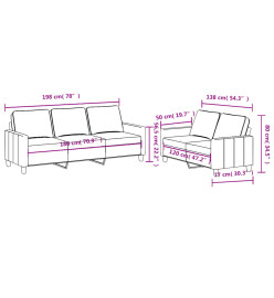 Ensemble de canapés 2 pcs avec coussins Crème Tissu