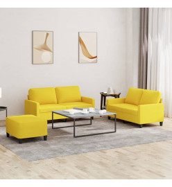 Ensemble de canapés 3 pcs avec coussins Jaune clair Tissu