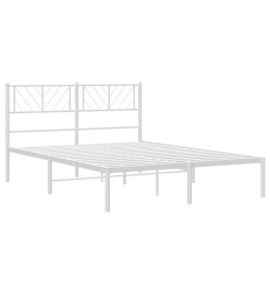 Cadre de lit métal avec tête de lit blanc 135x190 cm