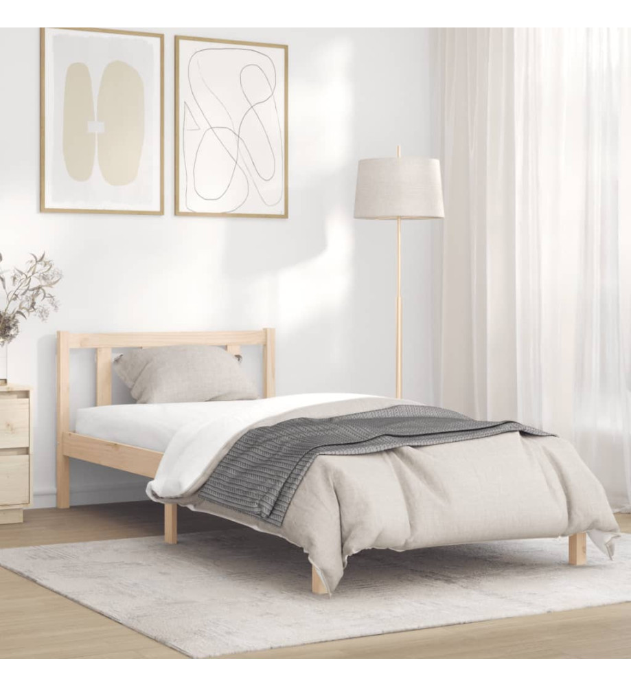 Cadre de lit 90x190 cm simple bois massif de pin Cadre de lit 90x190 cm simple bois massif de pin