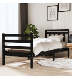 Cadre de lit Noir Bois massif 90x190 cm Simple