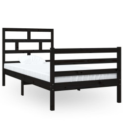 Cadre de lit Noir Bois massif 90x190 cm Simple