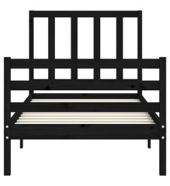Cadre de lit avec tête de lit noir simple bois massif