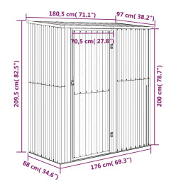 Abri de jardin Anthracite 180,5x97x209,5 cm Acier galvanisé