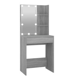 Coiffeuse à LED avec armoire Sonoma gris Bois d'ingénierie