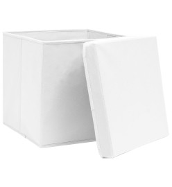 Boîtes de rangement avec couvercle 10pcs Blanc 32x32x32cm Tissu