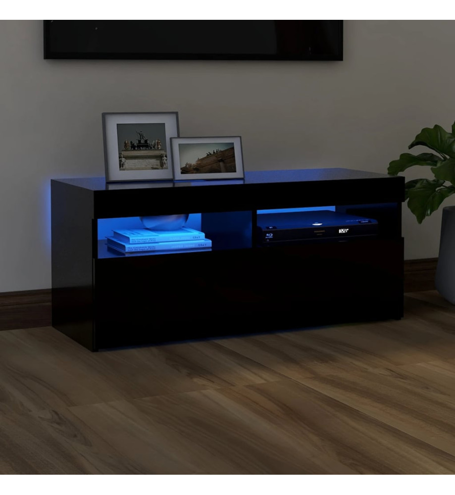 Meuble TV avec lumières LED noir 90x35x40 cm