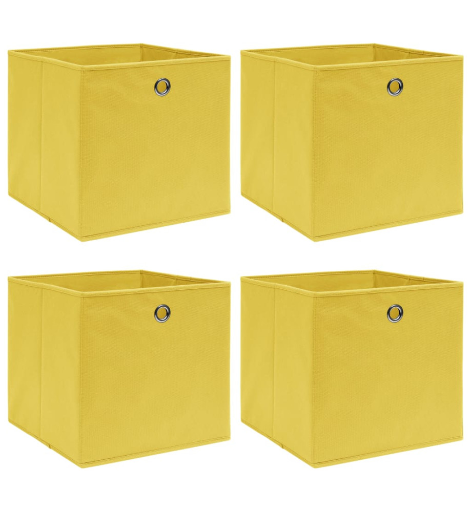 Boîtes de rangement 4 pcs Jaune 32x32x32 cm Tissu