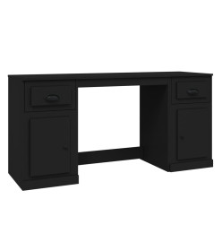 Bureau avec armoire noir bois d'ingénierie