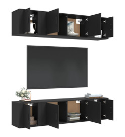 Ensemble de meubles TV 6 pcs Noir Bois d'ingénierie