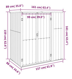 Abri à outils de jardin marron 161x89x161 cm acier galvanisé