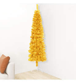 Demi sapin de Noël artificiel mince avec support Doré 180 cm