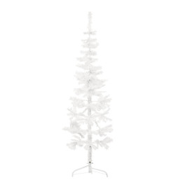 Demi sapin de Noël artificiel mince avec support Blanc 180 cm