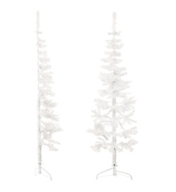 Demi sapin de Noël artificiel mince avec support Blanc 180 cm