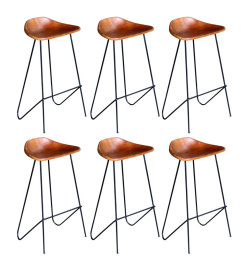 Chaises de bar lot de 6 marron cuir véritable