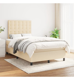 Lit à sommier tapissier avec matelas Crème 120x200 cm Tissu